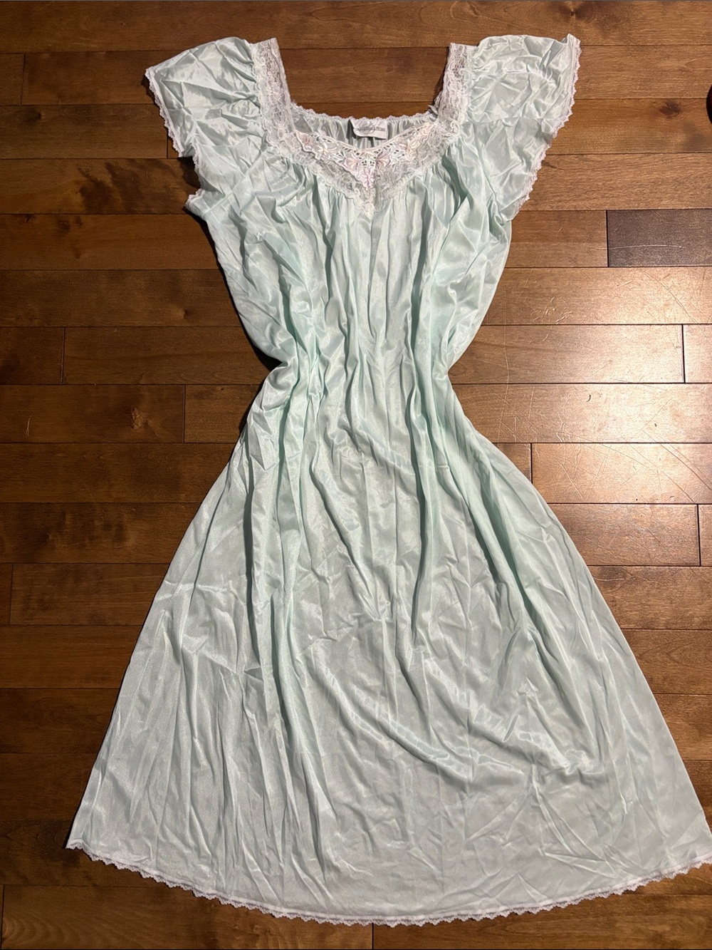 Light Mint Lace-Trim Midi Dress